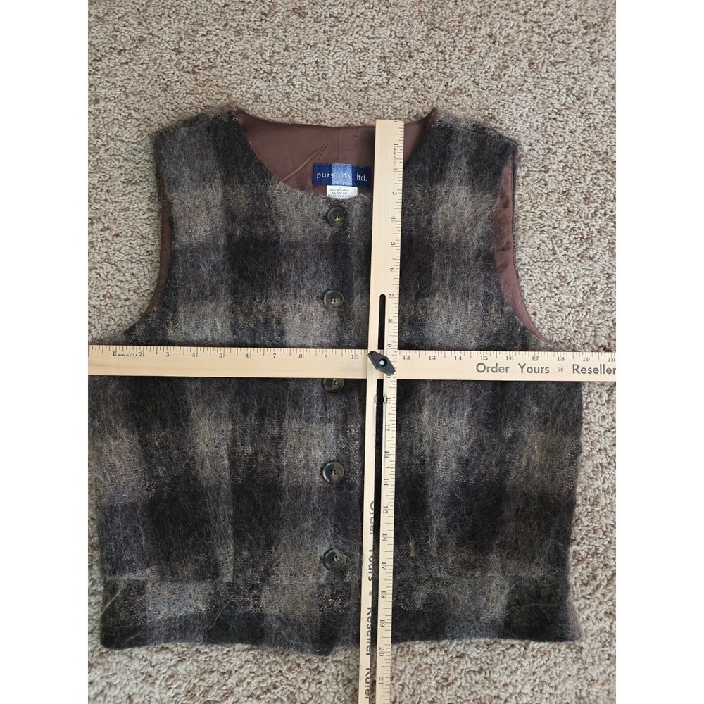 Pursuit Ltd.‎ Mohair Wool Vest Womens 12  USA Authentic Rugged Wear Plaid Nylon - Picture 2 of 8